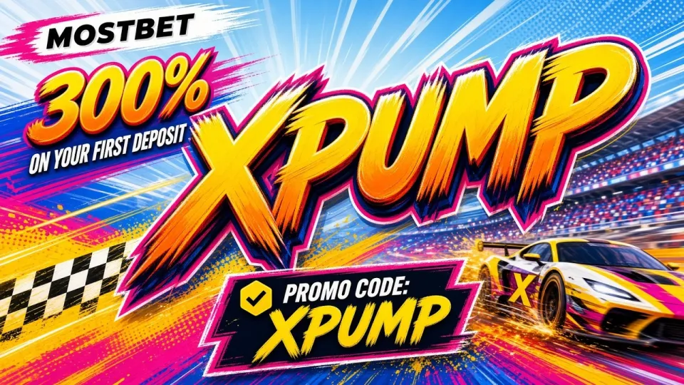 What does the Mostbet promo code XPUMP unlock on a first deposit?